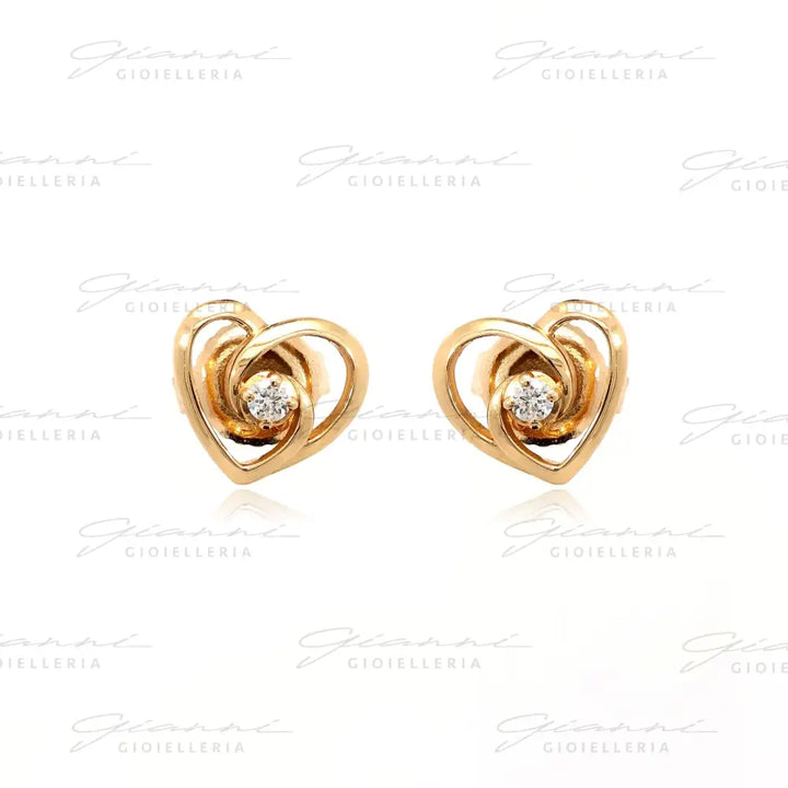 Orecchini Crivelli Cuore in Oro Rosa con Diamanti Orecchini