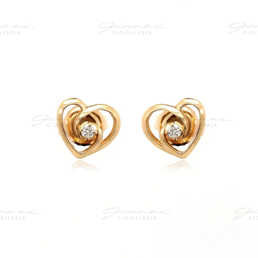 Orecchini Crivelli Cuore in Oro Rosa con Diamanti Orecchini