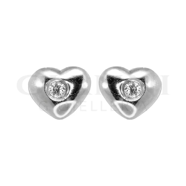 Orecchini Crivelli - Cuori in Oro Bianco con Diamante Incastonato Orecchini