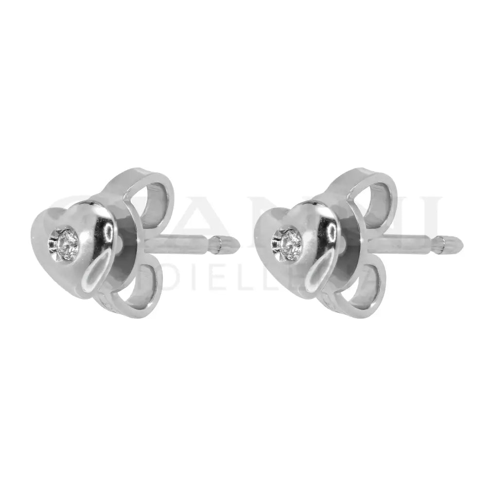 Orecchini Crivelli - Cuori in Oro Bianco con Diamante Incastonato Orecchini