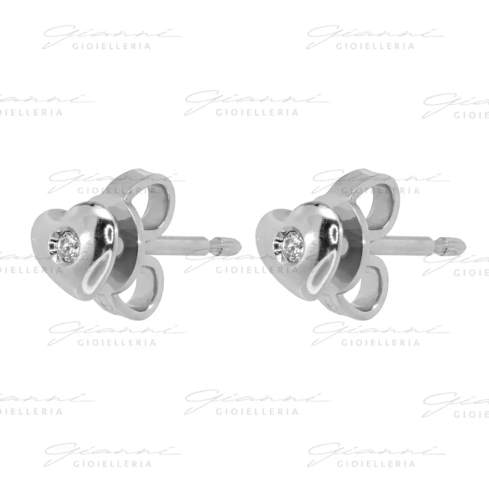 Orecchini Crivelli - Cuori in Oro Bianco con Diamante Incastonato Orecchini