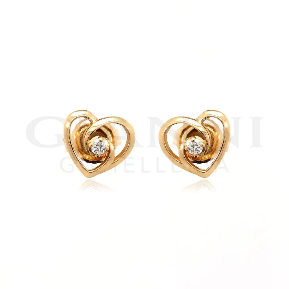 Orecchini Crivelli Cuore in Oro Rosa con Diamanti Orecchini