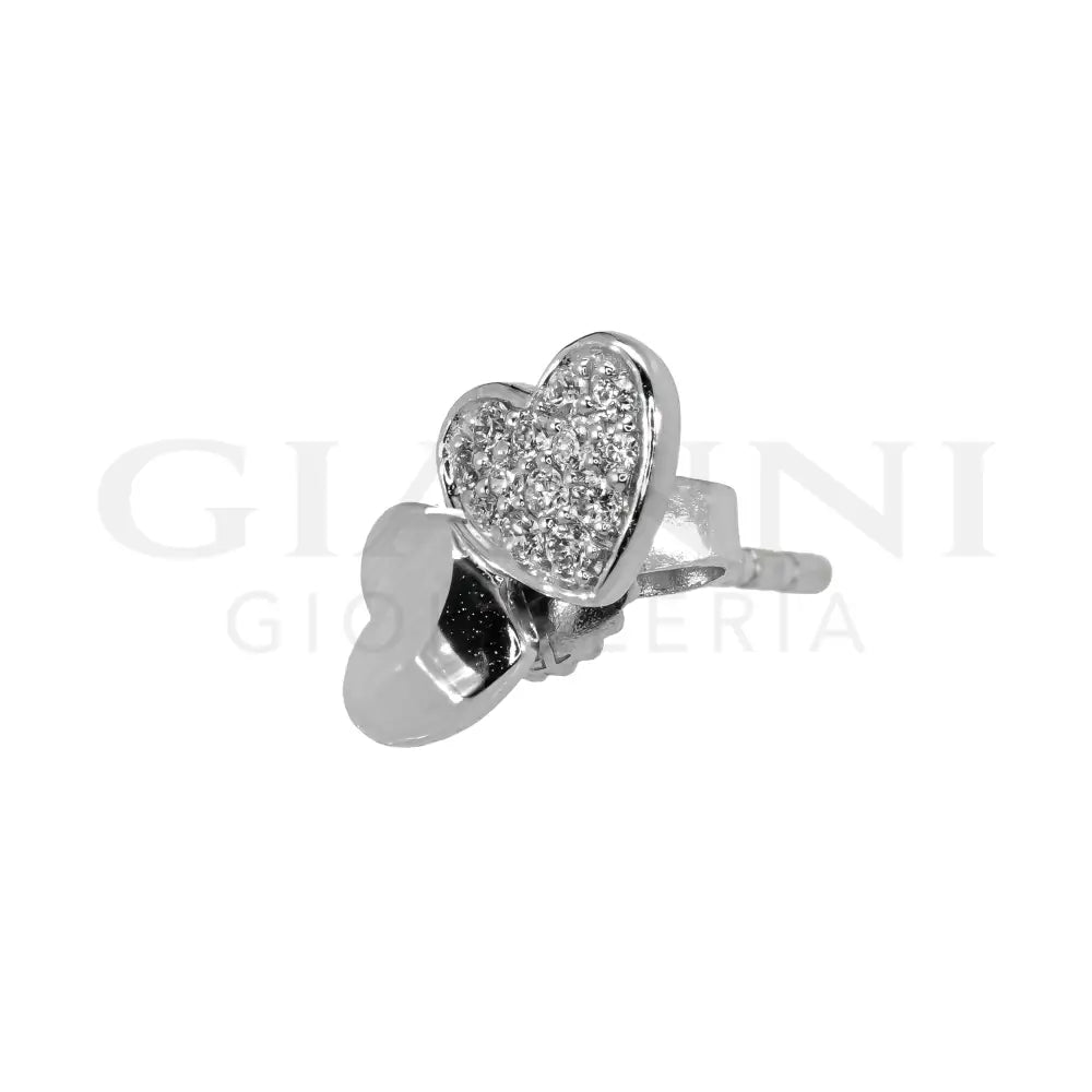 Orecchini Crivelli - Cuoricini con Diamanti in Oro Bianco - Orecchini