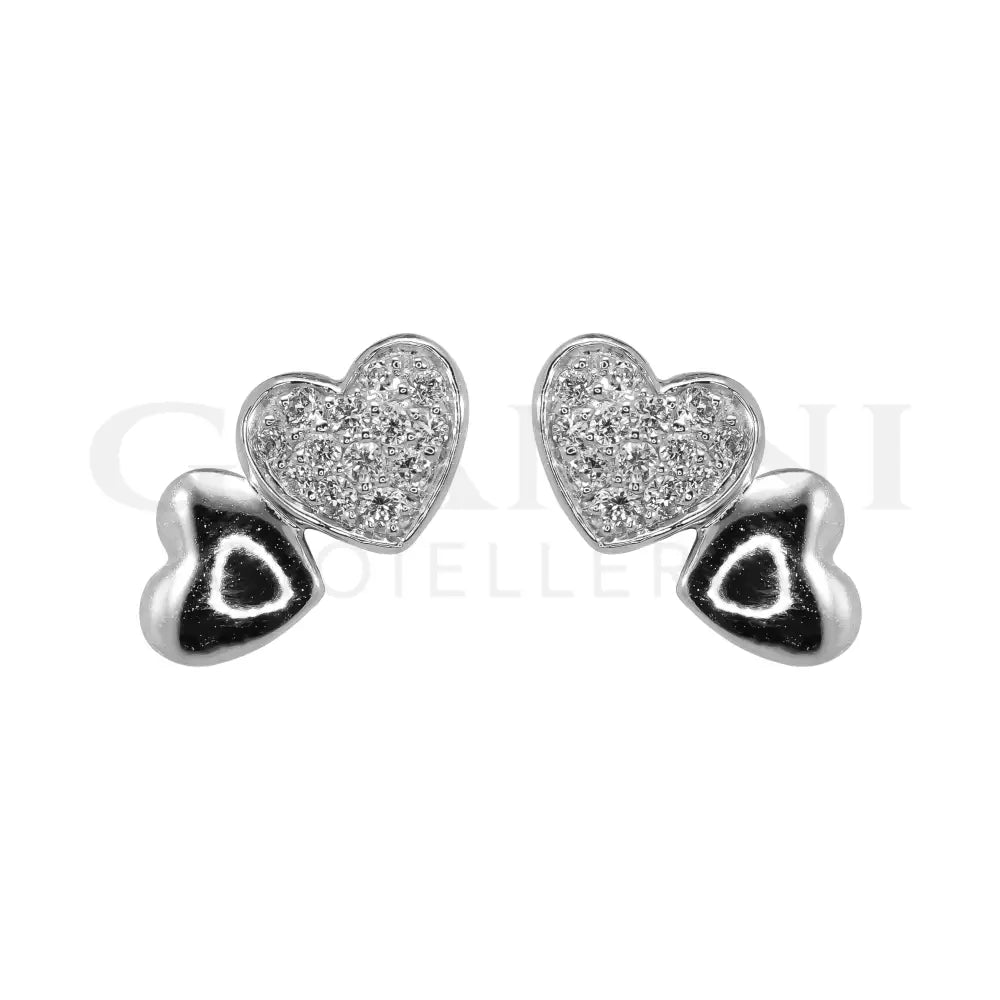 Orecchini Crivelli - Cuoricini con Diamanti in Oro Bianco - Orecchini