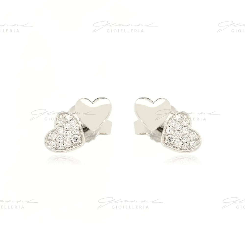 Orecchini Crivelli Cuoricini in Oro Bianco con Diamanti Orecchini