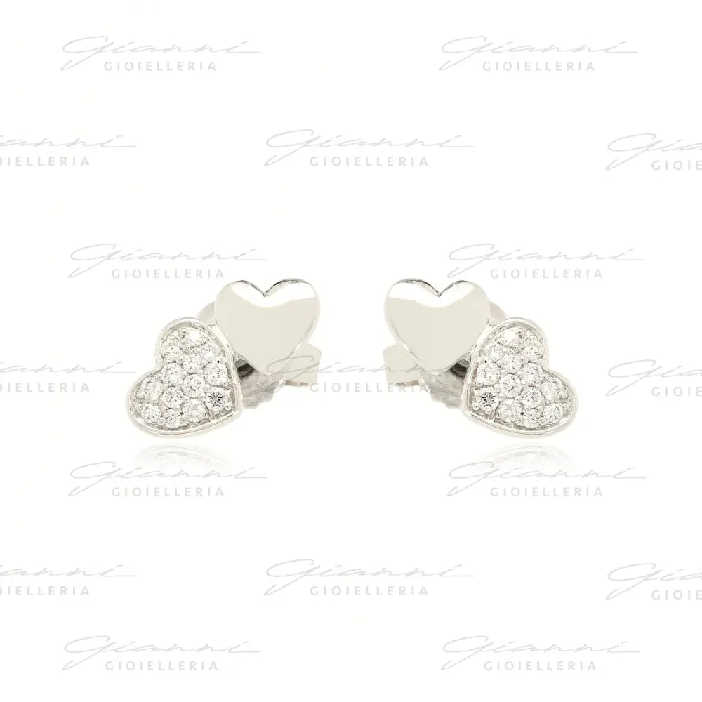 Orecchini Crivelli Cuoricini in Oro Bianco con Diamanti Orecchini