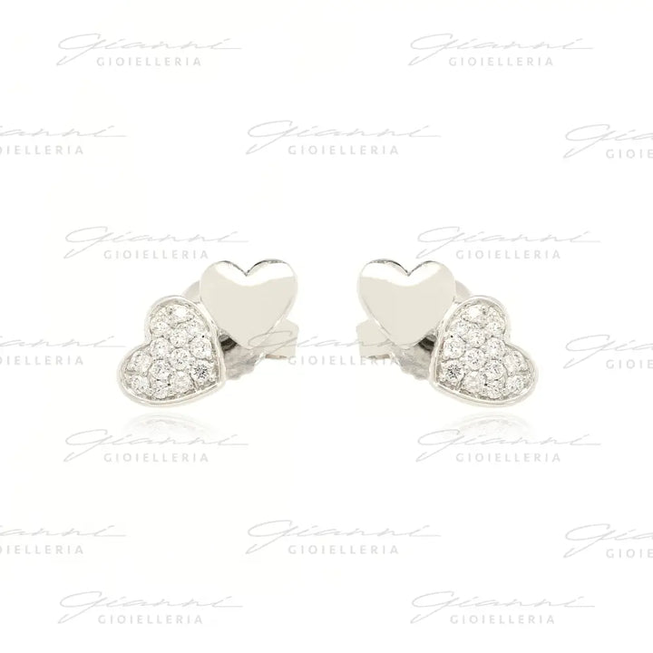 Orecchini Crivelli Cuoricini in Oro Bianco con Diamanti Orecchini