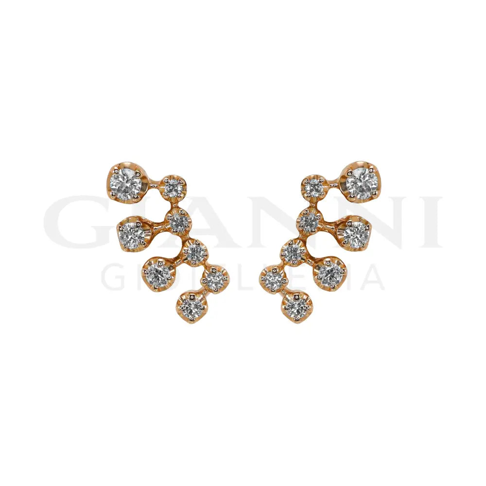 Orecchini Crivelli - Fantasia a Lobo con Diamanti in Oro Rosa - Orecchini