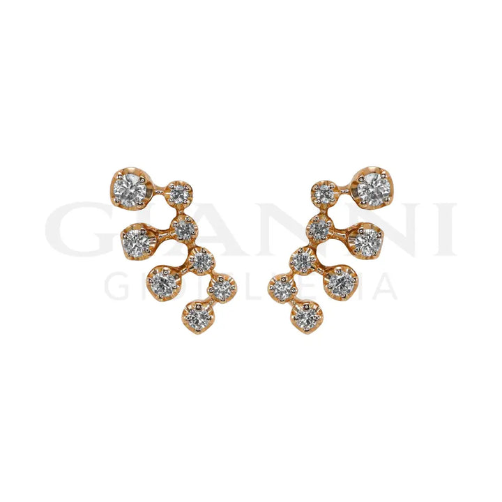 Orecchini Crivelli - Fantasia a Lobo con Diamanti in Oro Rosa - Orecchini