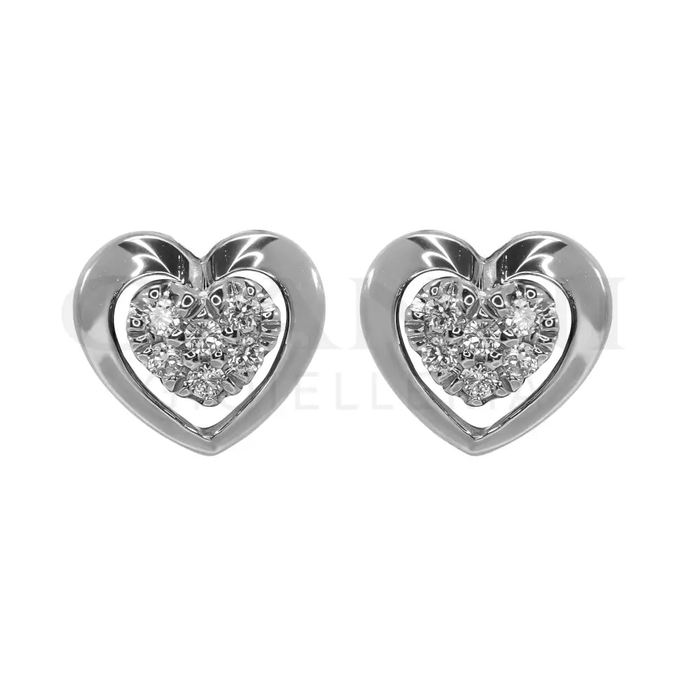 Orecchini Crivelli - Fantasia Cuore in Oro Bianco con Diamanti - Orecchini