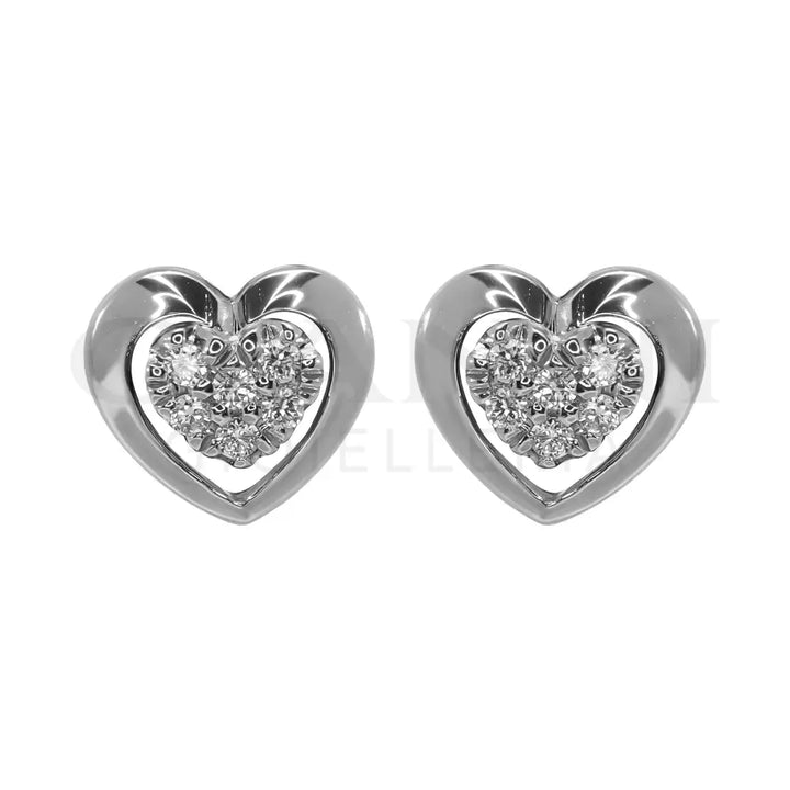 Orecchini Crivelli - Fantasia Cuore in Oro Bianco con Diamanti - Orecchini