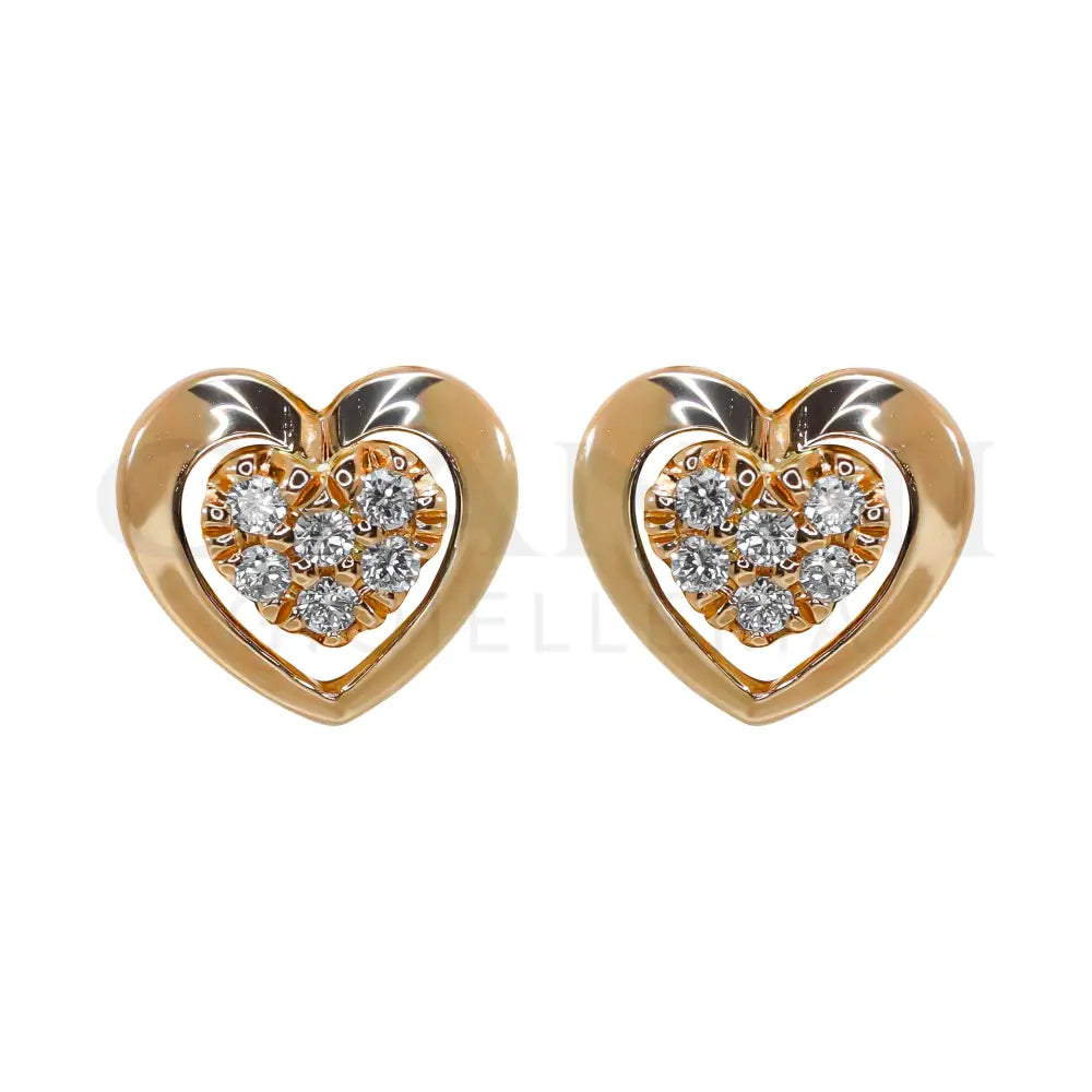 Orecchini Crivelli - Fantasia Cuore in Oro Rosa con Diamanti - Orecchini