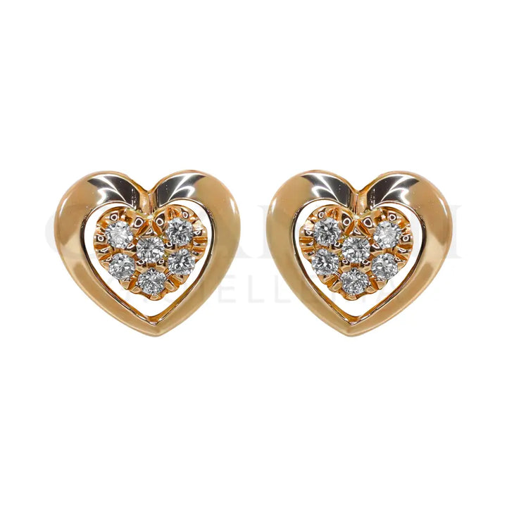 Orecchini Crivelli - Fantasia Cuore in Oro Rosa con Diamanti - Orecchini