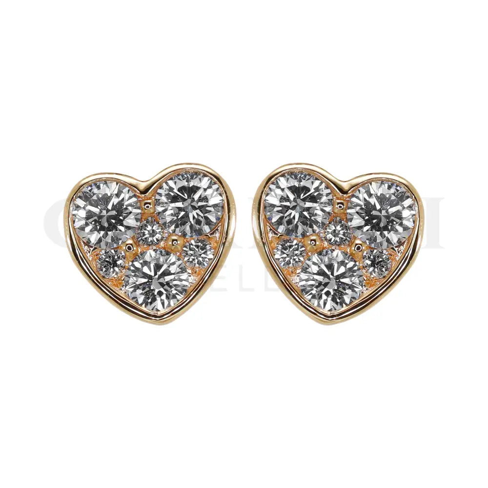 Orecchini Crivelli - Fantasia Cuore in Oro Rosa con Diamanti - Orecchini
