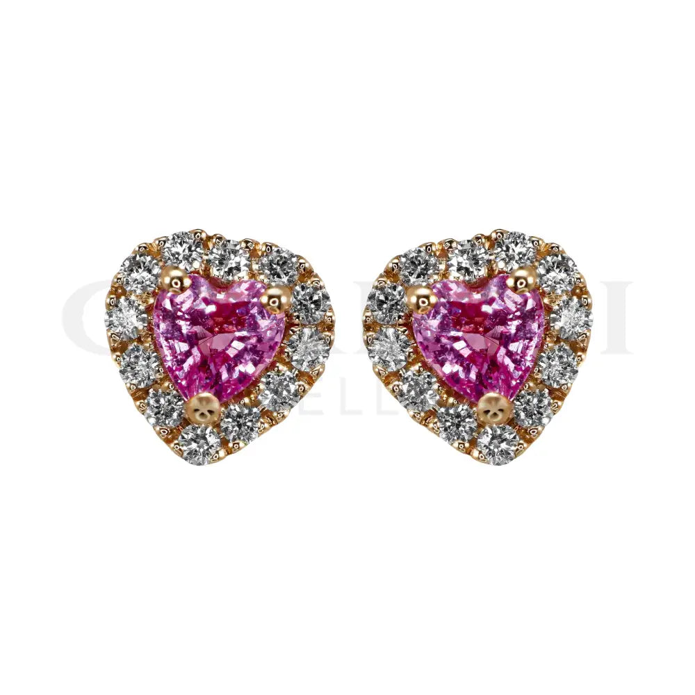 Orecchini Crivelli - Fantasia Cuore in Oro Rosa con Zaffiri Rosa e Diamanti Orecchini