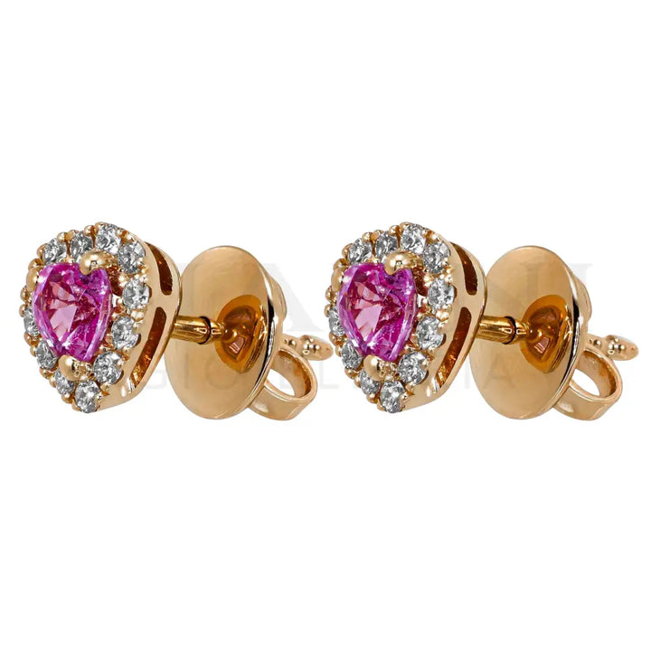 Orecchini Crivelli - Fantasia Cuore in Oro Rosa con Zaffiri Rosa e Diamanti Orecchini