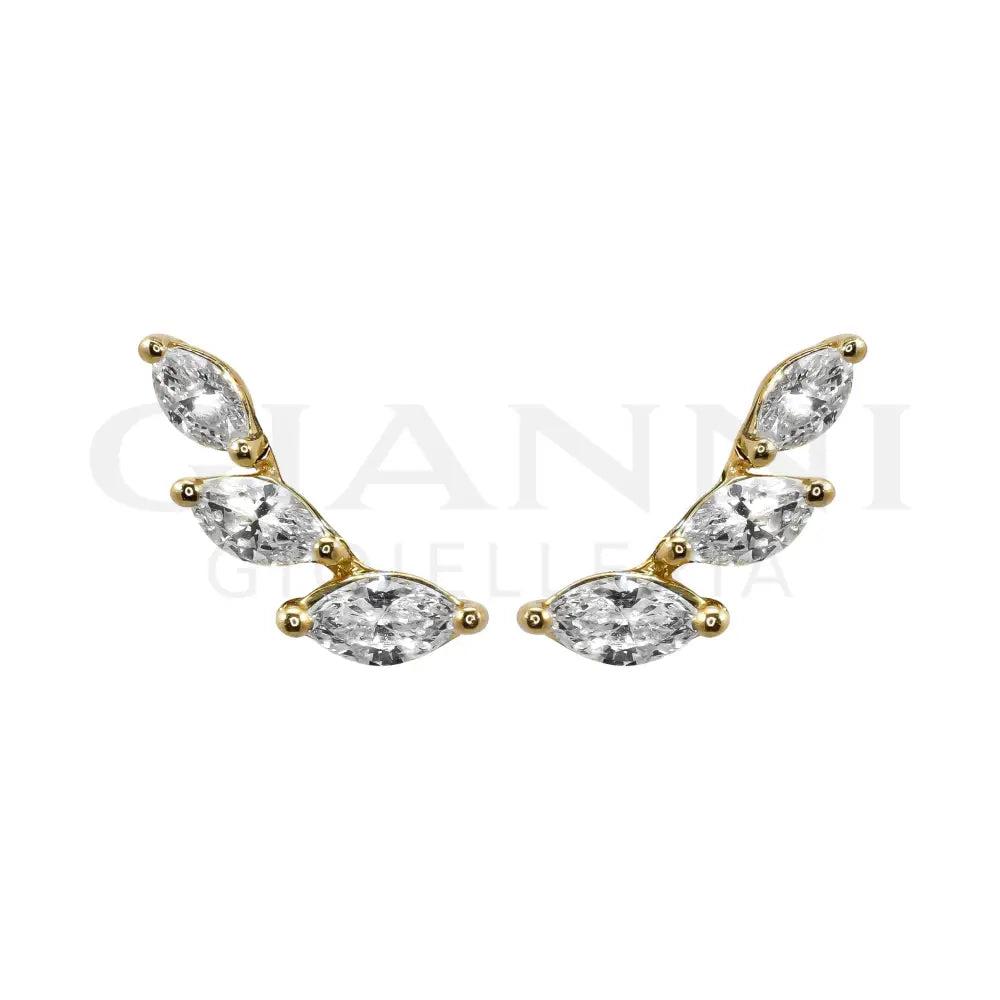 Orecchini Crivelli - Fantasia Petali con Diamanti taglio Navette in Oro Giallo Orecchini