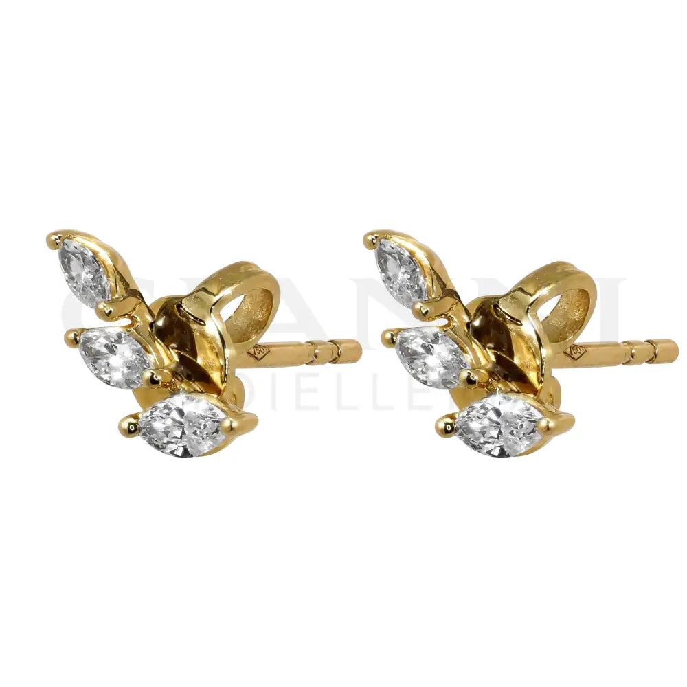 Orecchini Crivelli - Fantasia Petali con Diamanti taglio Navette in Oro Giallo Orecchini