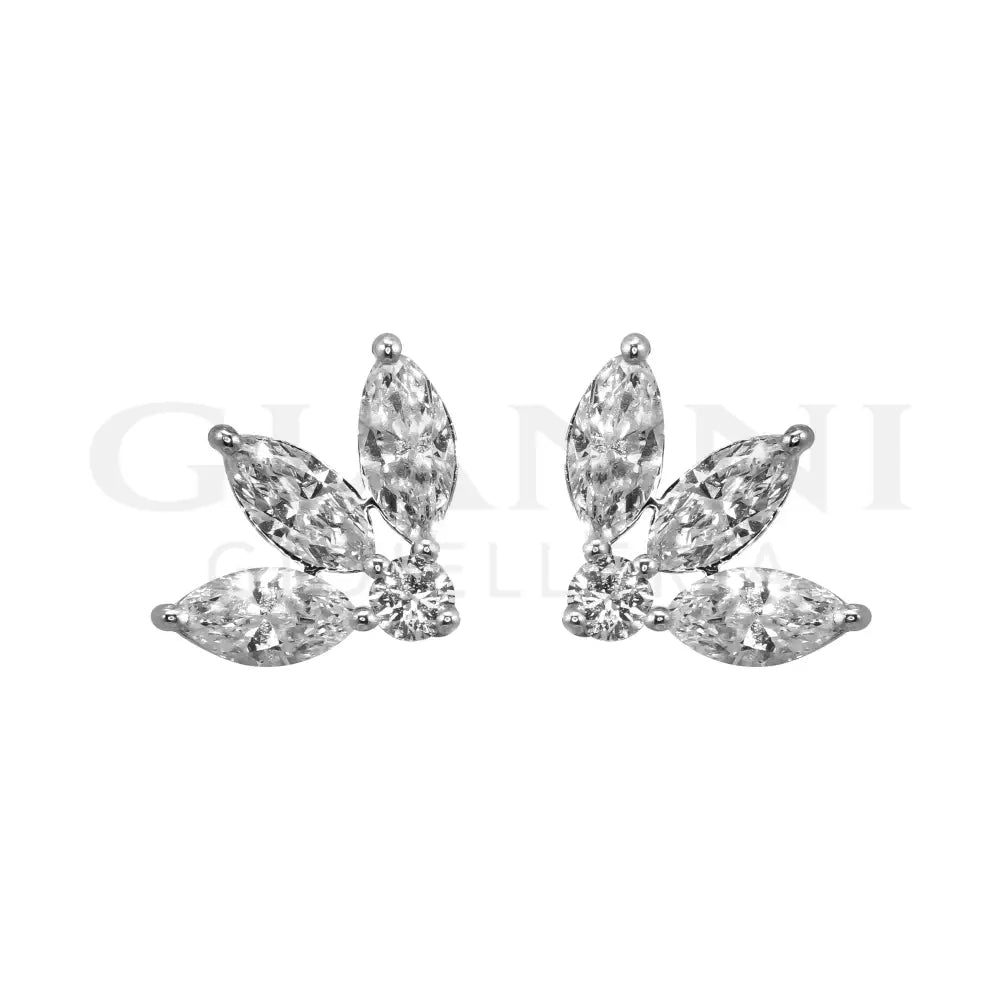 Orecchini Crivelli - Fantasia Petalo in Oro Bianco con Diamanti Orecchini