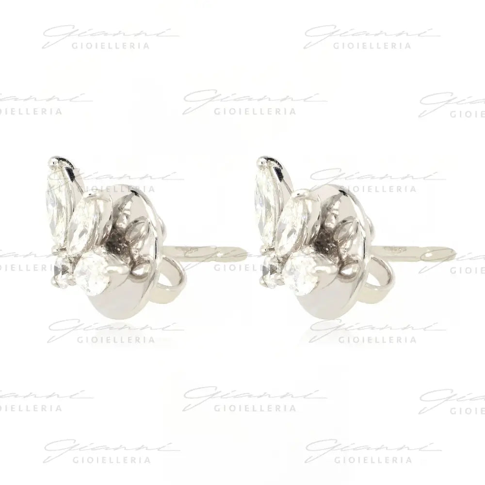 Orecchini Crivelli Fantasia Petalo in Oro Bianco con Diamanti Orecchini