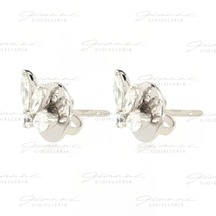 Orecchini Crivelli Fantasia Petalo in Oro Bianco con Diamanti Orecchini