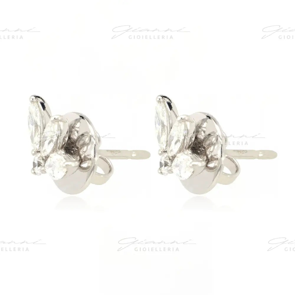 Orecchini Crivelli Fantasia Petalo in Oro Bianco con Diamanti Orecchini