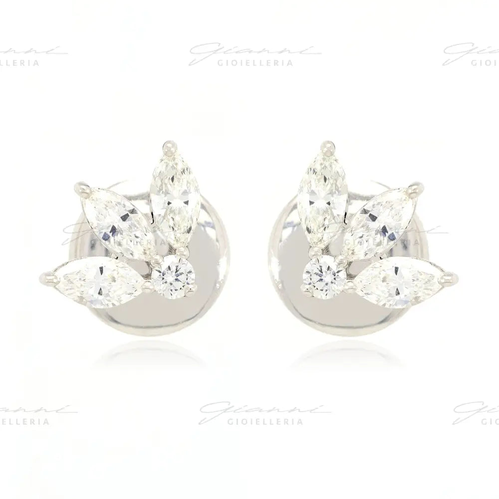 Orecchini Crivelli Fantasia Petalo in Oro Bianco con Diamanti Orecchini