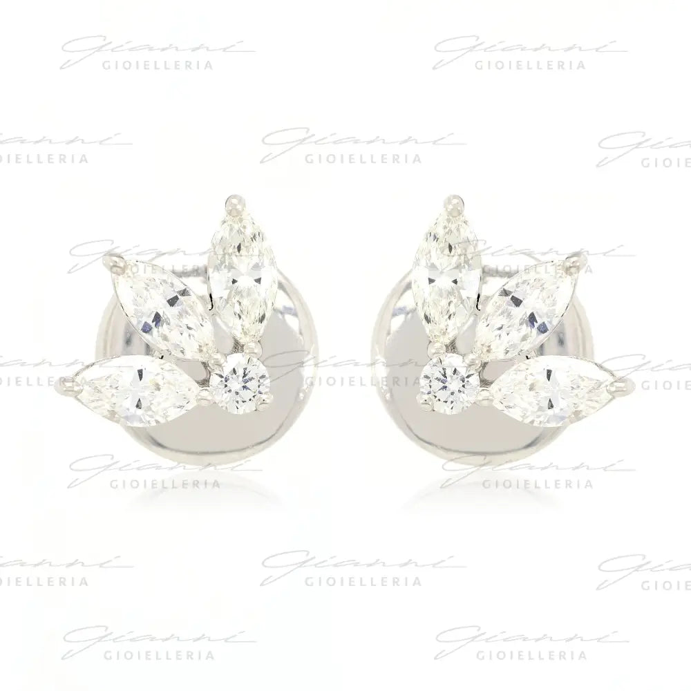 Orecchini Crivelli Fantasia Petalo in Oro Bianco con Diamanti Orecchini