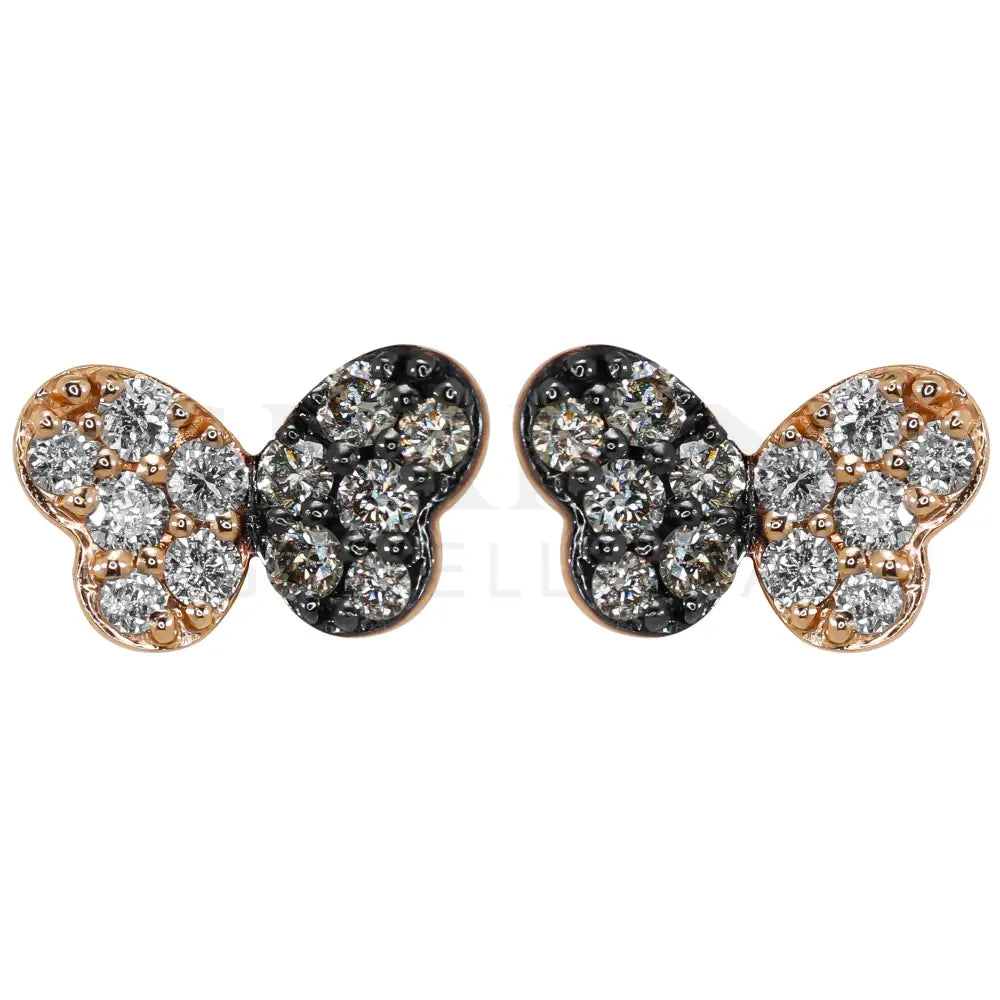 Orecchini Crivelli - Farfalle con Diamanti e Diamanti Brown in Oro Rosa - Orecchini