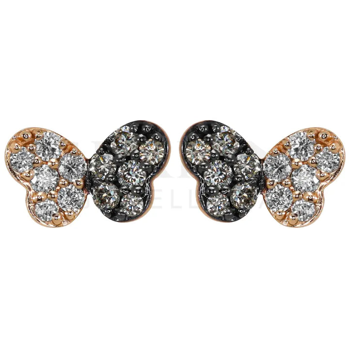 Orecchini Crivelli - Farfalle con Diamanti e Diamanti Brown in Oro Rosa - Orecchini