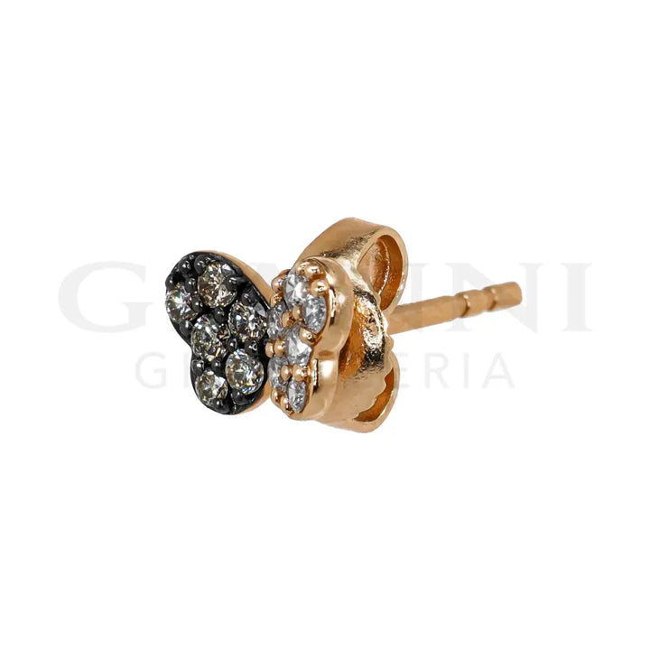 Orecchini Crivelli - Farfalle con Diamanti e Diamanti Brown in Oro Rosa - Orecchini