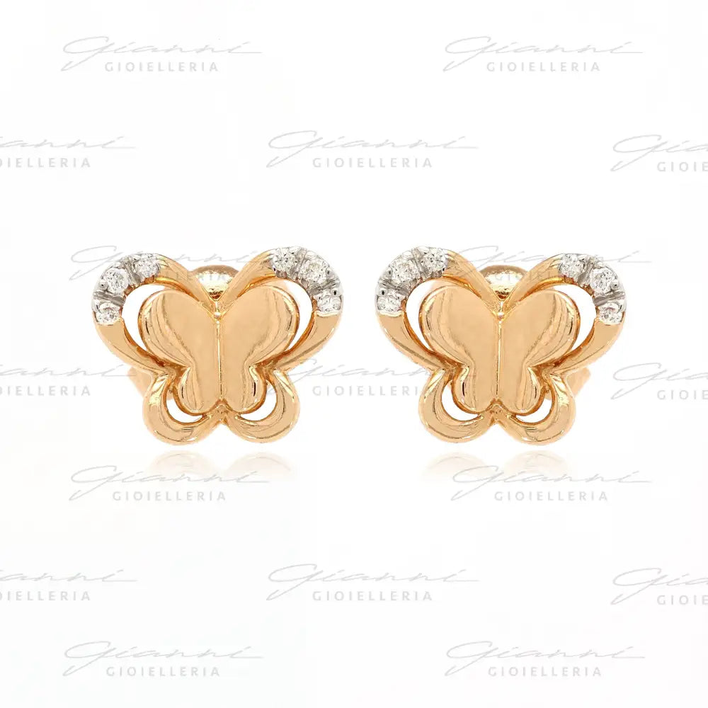 Orecchini Crivelli Farfalle in Oro Rosa con contorno di Diamanti Orecchini