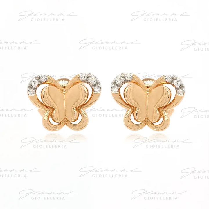 Orecchini Crivelli Farfalle in Oro Rosa con contorno di Diamanti Orecchini