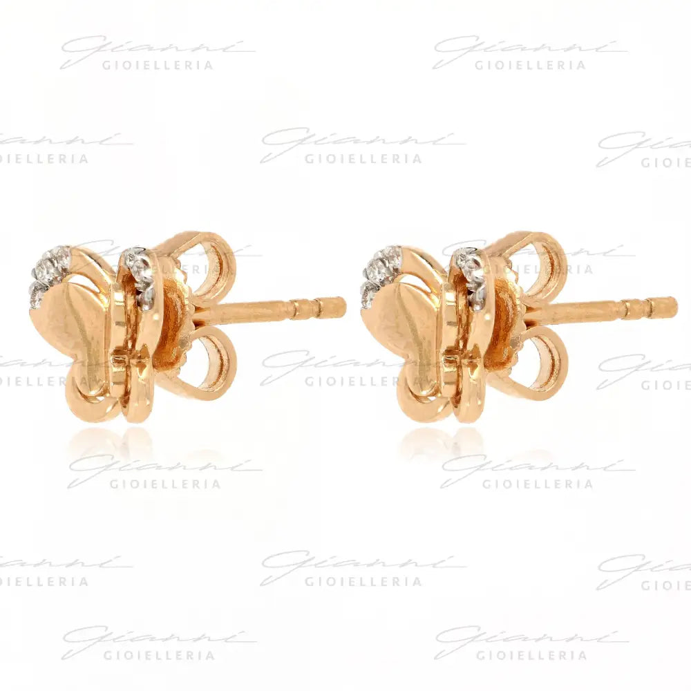 Orecchini Crivelli Farfalle in Oro Rosa con contorno di Diamanti Orecchini