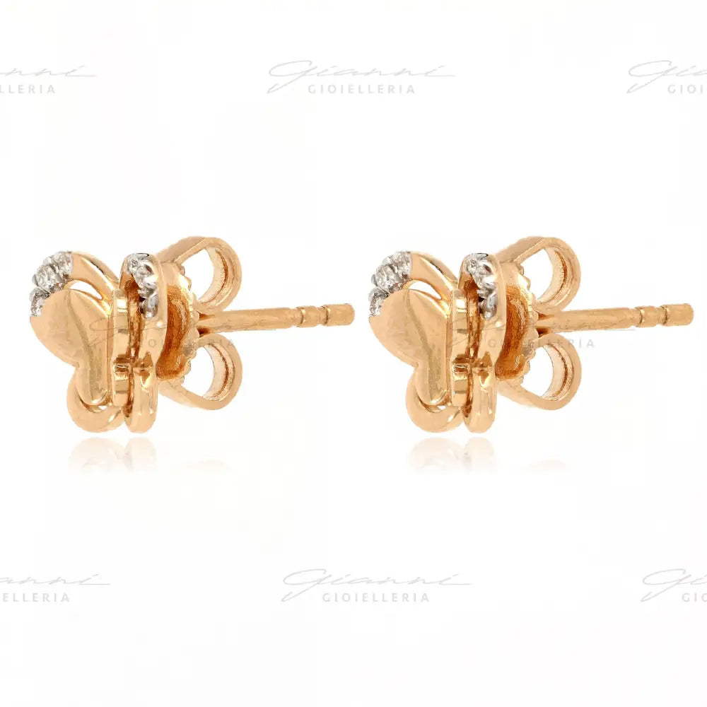 Orecchini Crivelli Farfalle in Oro Rosa con contorno di Diamanti Orecchini