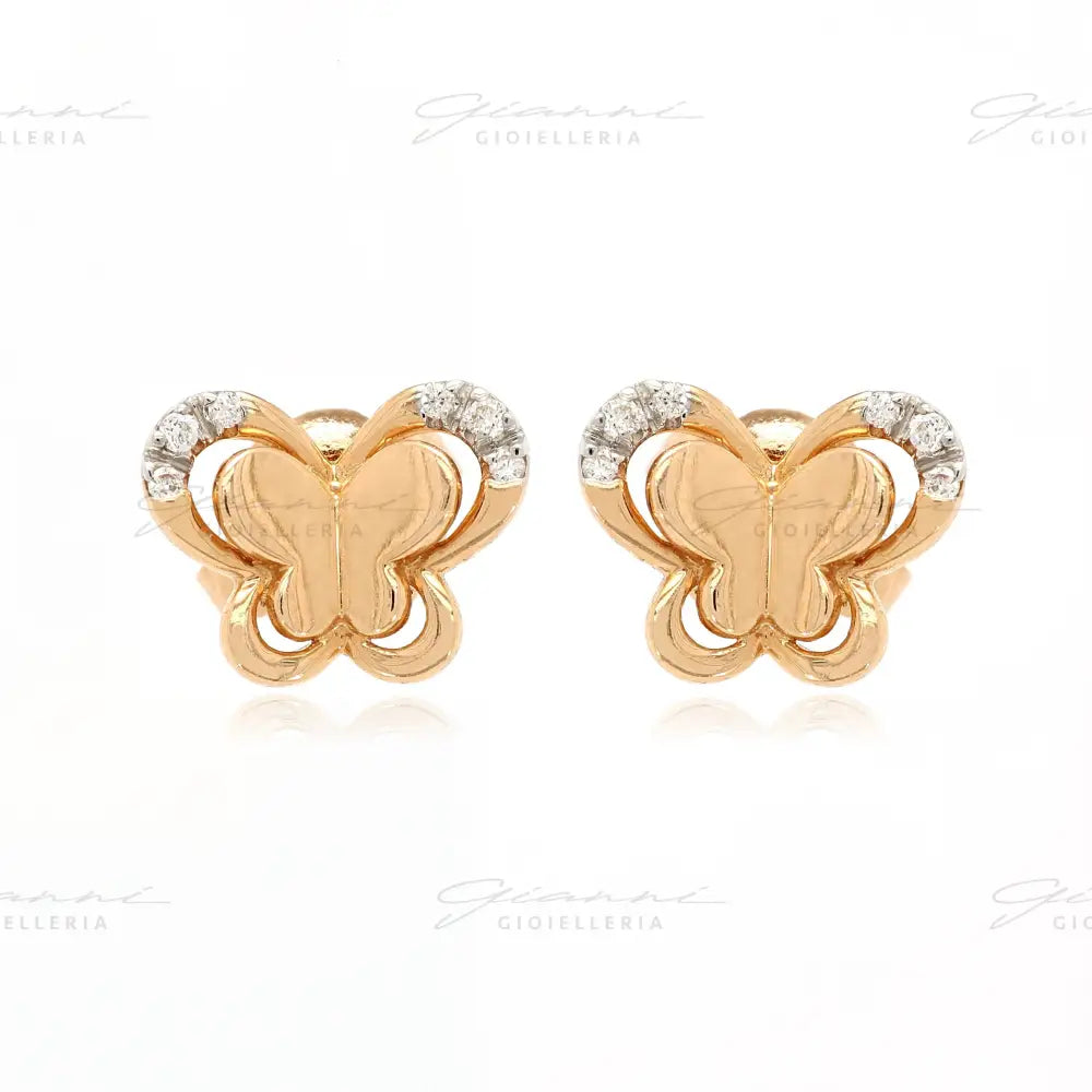 Orecchini Crivelli Farfalle in Oro Rosa con contorno di Diamanti Orecchini