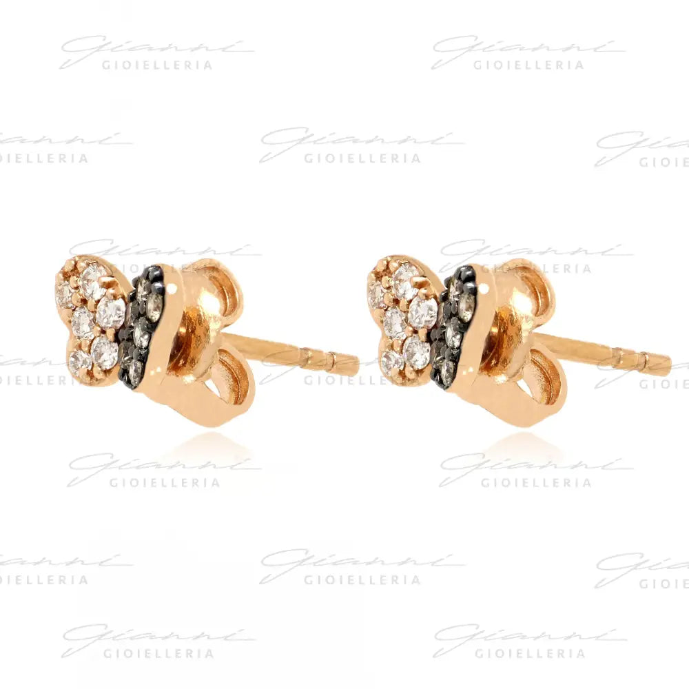 Orecchini Crivelli Farfalle in Oro Rosa con Diamanti e Diamanti Brown Orecchini
