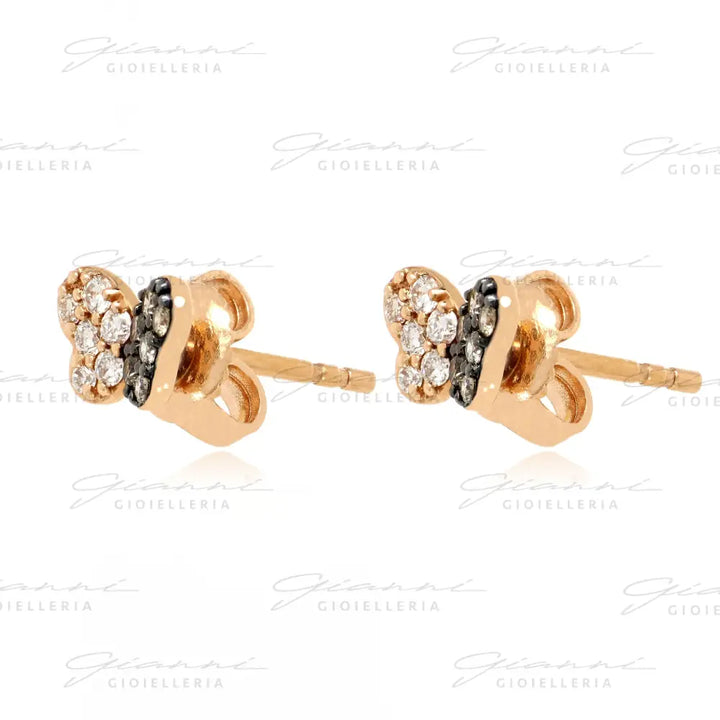 Orecchini Crivelli Farfalle in Oro Rosa con Diamanti e Diamanti Brown Orecchini