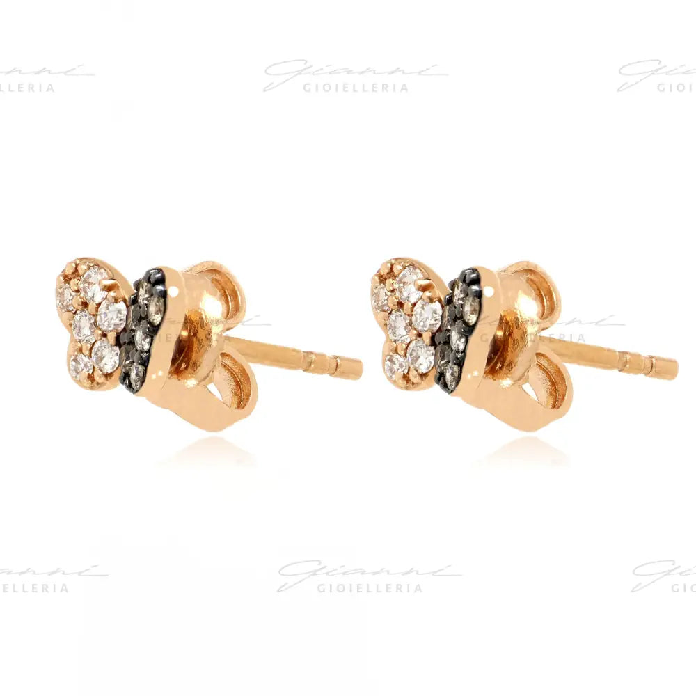 Orecchini Crivelli Farfalle in Oro Rosa con Diamanti e Diamanti Brown Orecchini