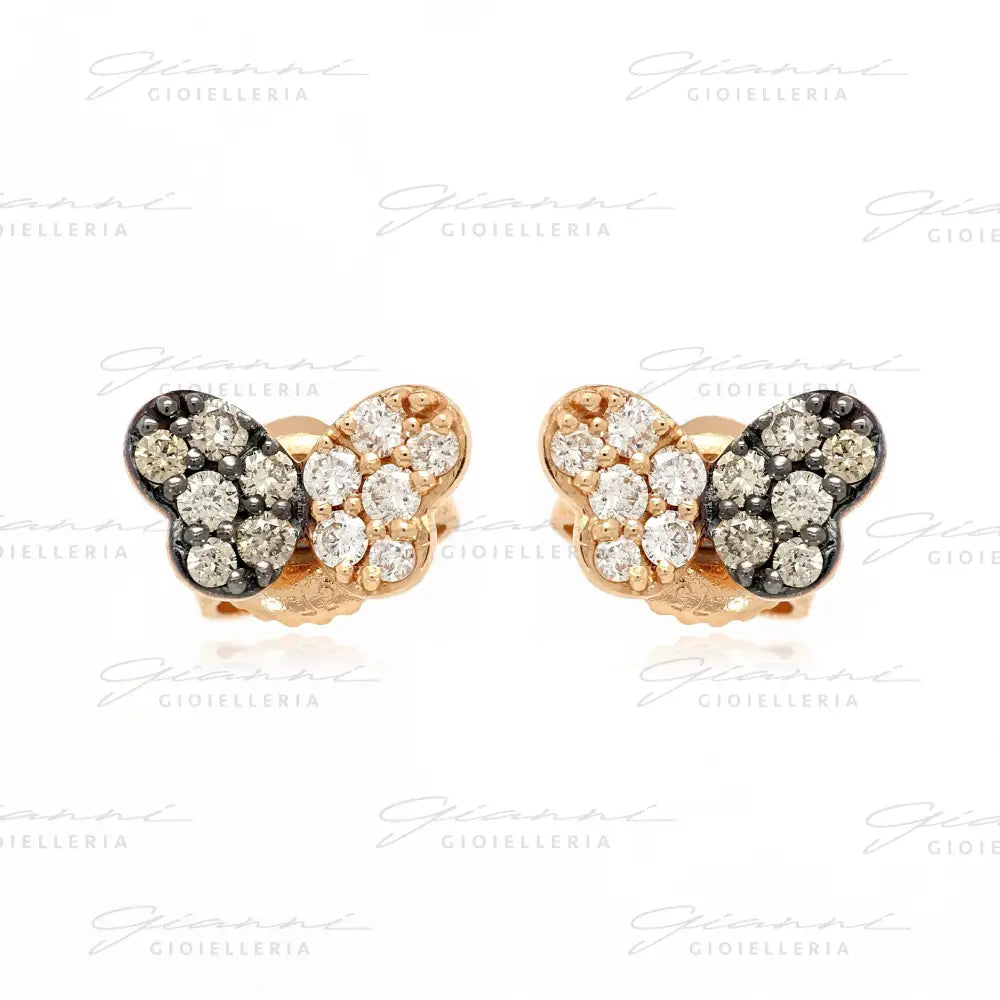 Orecchini Crivelli Farfalle in Oro Rosa con Diamanti e Diamanti Brown Orecchini