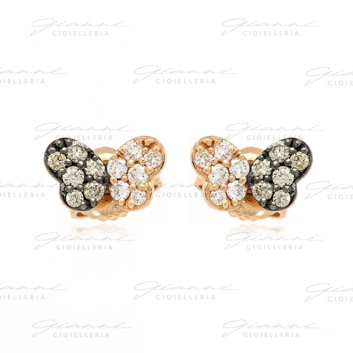 Orecchini Crivelli Farfalle in Oro Rosa con Diamanti e Diamanti Brown Orecchini