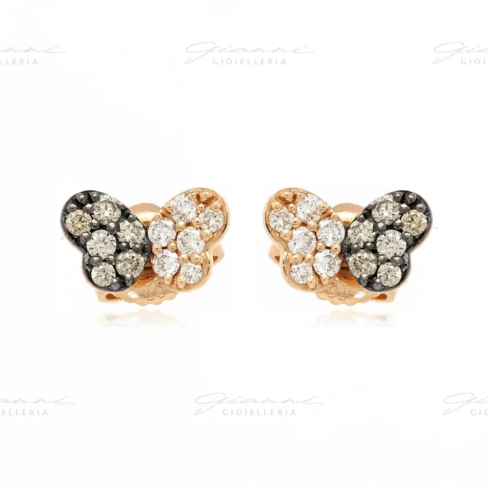 Orecchini Crivelli Farfalle in Oro Rosa con Diamanti e Diamanti Brown Orecchini
