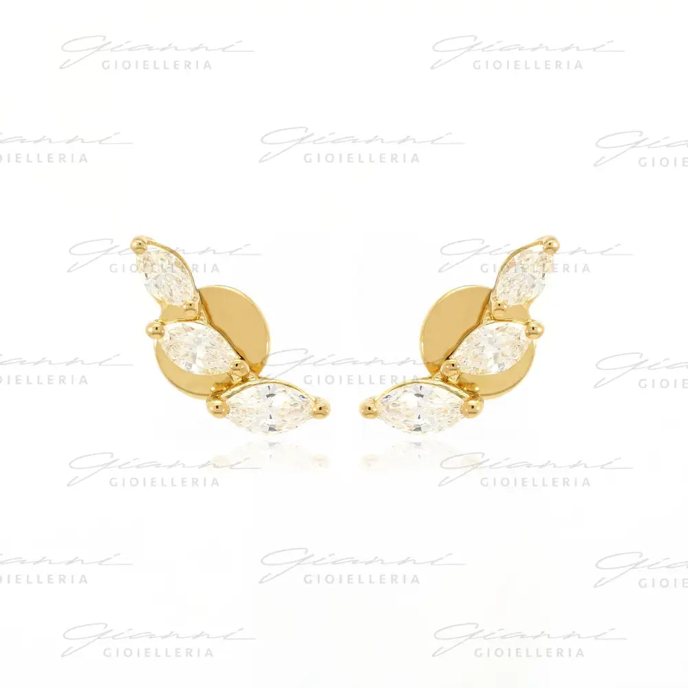 Orecchini Crivelli Lobo Navette in Oro Rosa e Diamanti Orecchini