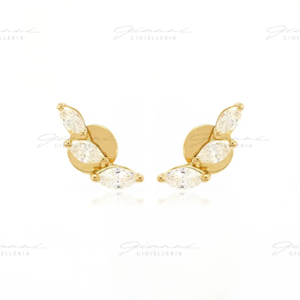 Orecchini Crivelli Lobo Navette in Oro Rosa e Diamanti Orecchini