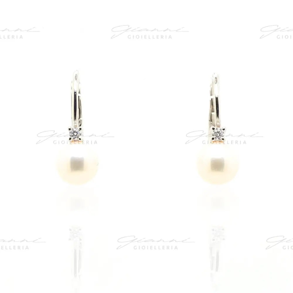 Orecchini Crivelli - Monachella in Oro Bianco con Diamanti e Perla Orecchini