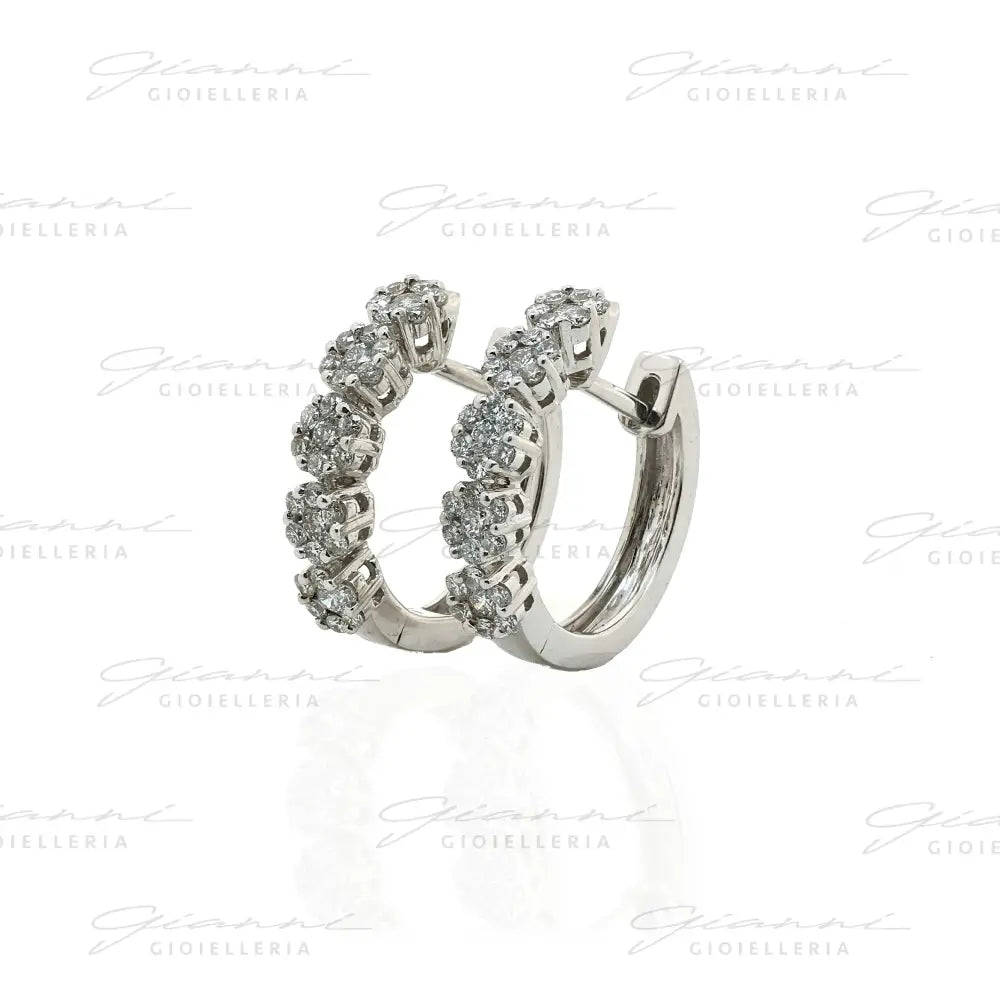 Orecchini Crivelli - Pavé in Oro Bianco e Diamanti Orecchini