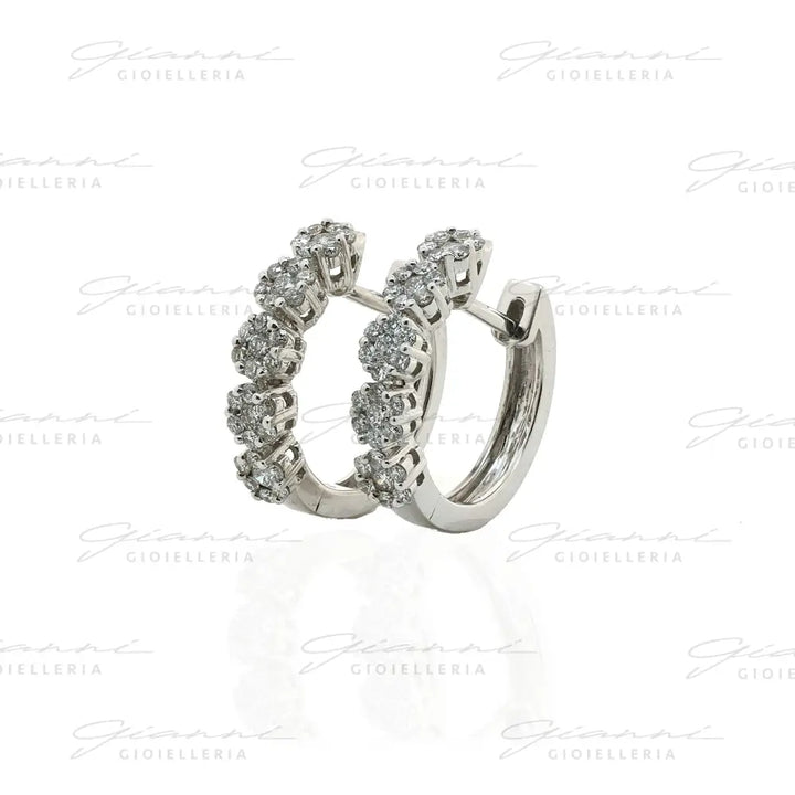 Orecchini Crivelli - Pavé in Oro Bianco e Diamanti Orecchini