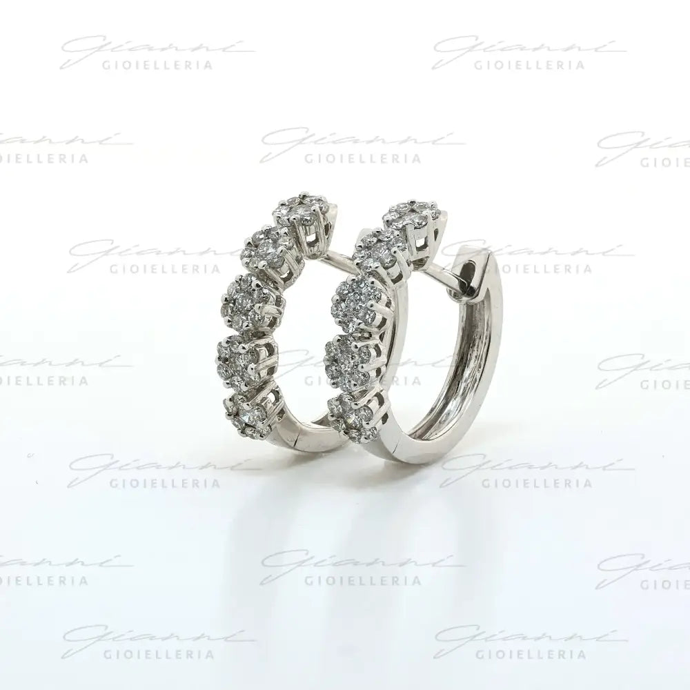Orecchini Crivelli - Pavé in Oro Bianco e Diamanti Orecchini