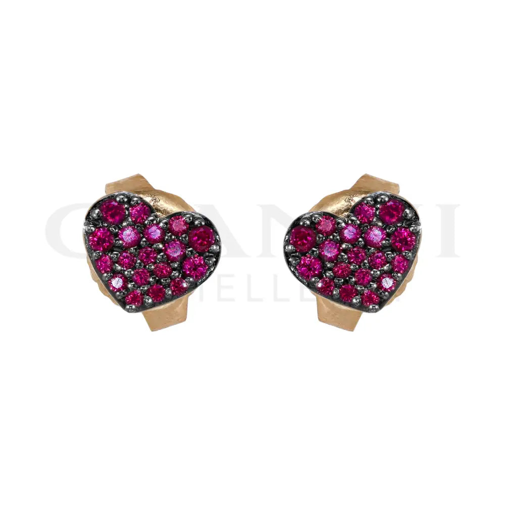 Orecchini Crivelli - Pavé in Oro Rosa con Rubini Orecchini