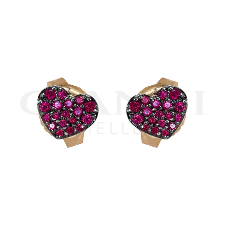 Orecchini Crivelli - Pavé in Oro Rosa con Rubini Orecchini